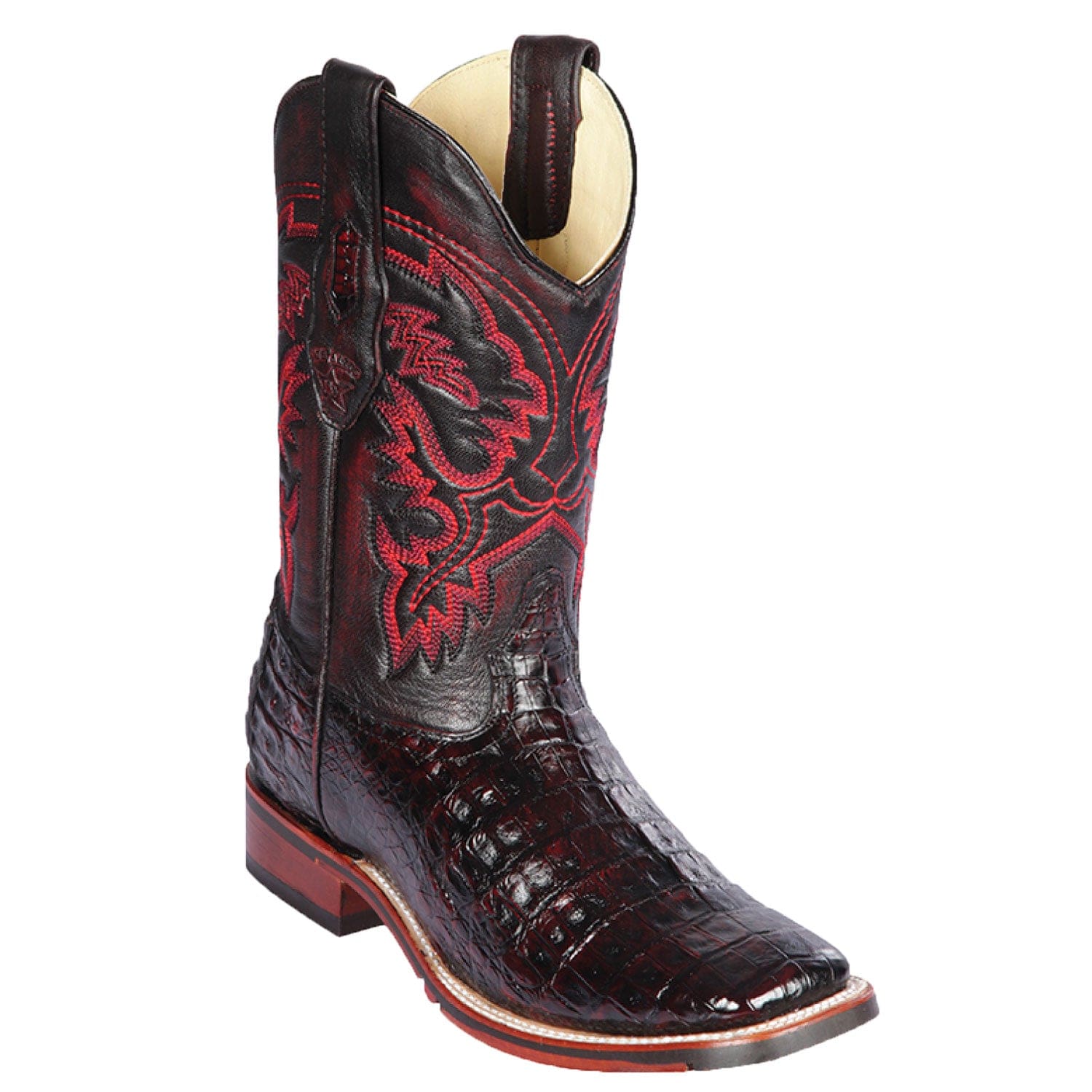 Men's Los Altos Caiman Belly Wide Square Toe Boots 82682 - 6