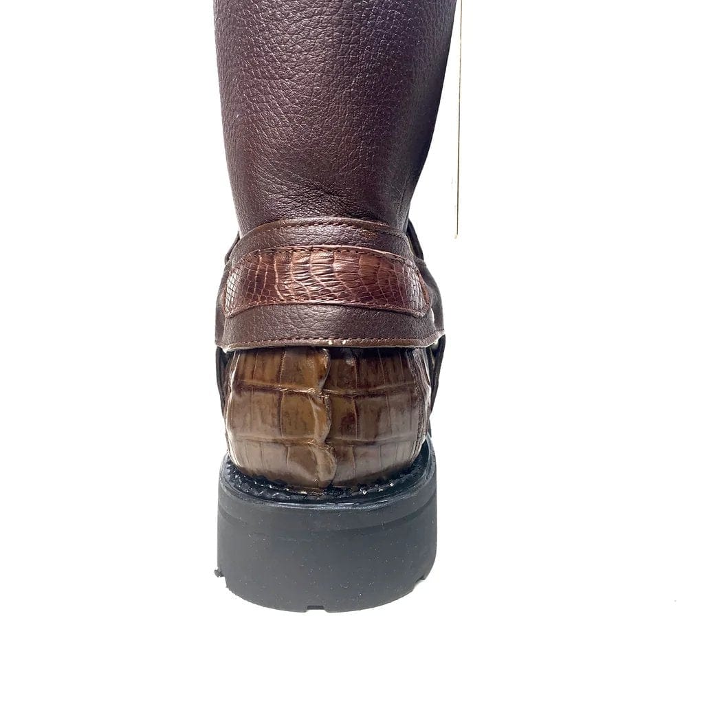 Men's Los Altos Caiman Tail Skin Biker Boots 55T01 - 6