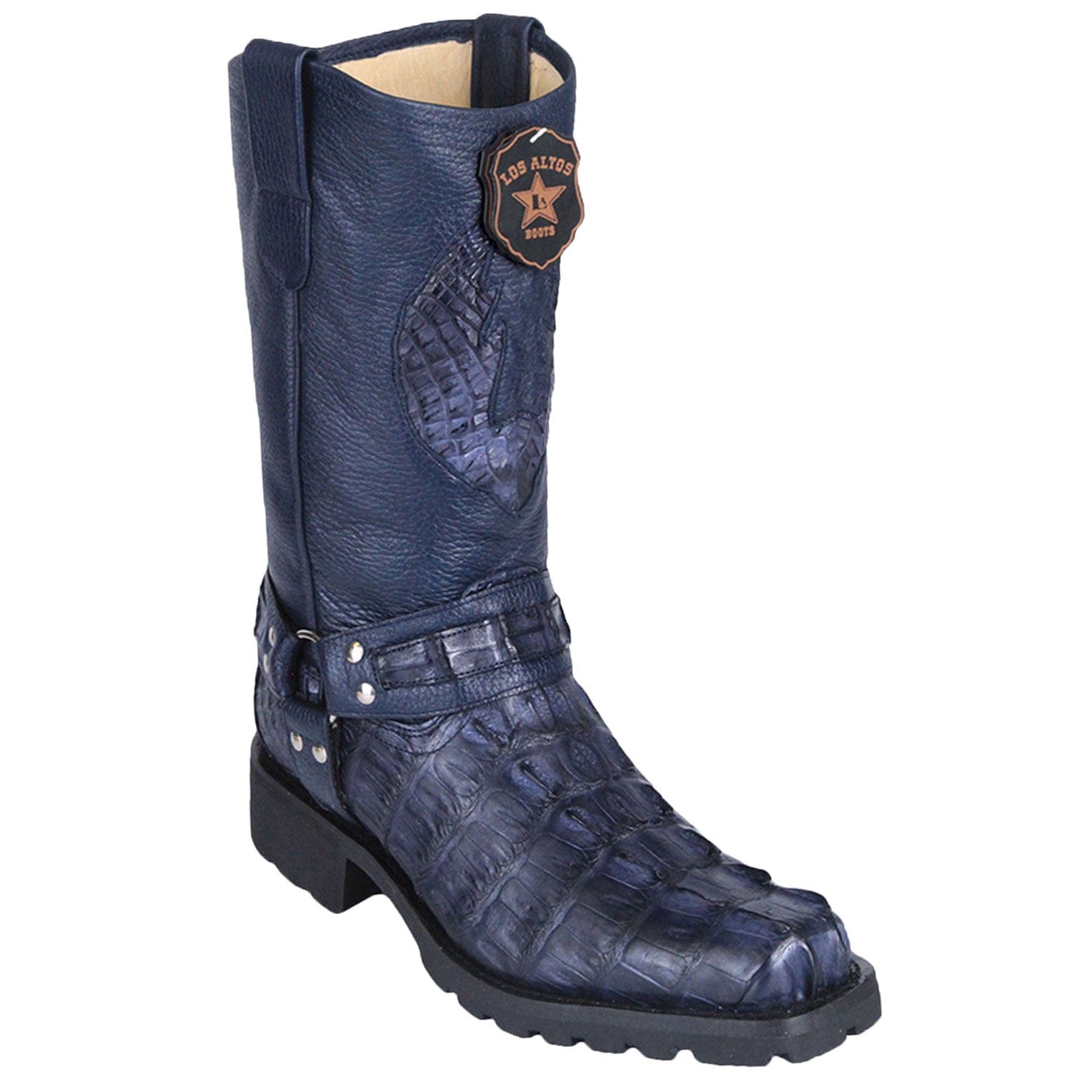 Men's Los Altos Caiman Tail Skin Biker Boots 55T01 - 6