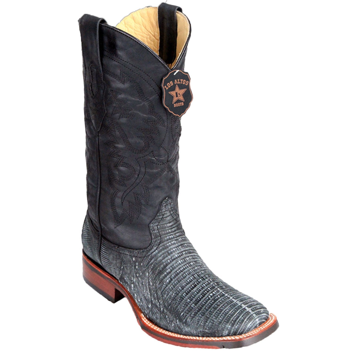 Men's Los Altos Lizard Skin Wide Square Toe Boots 82607 - 6
