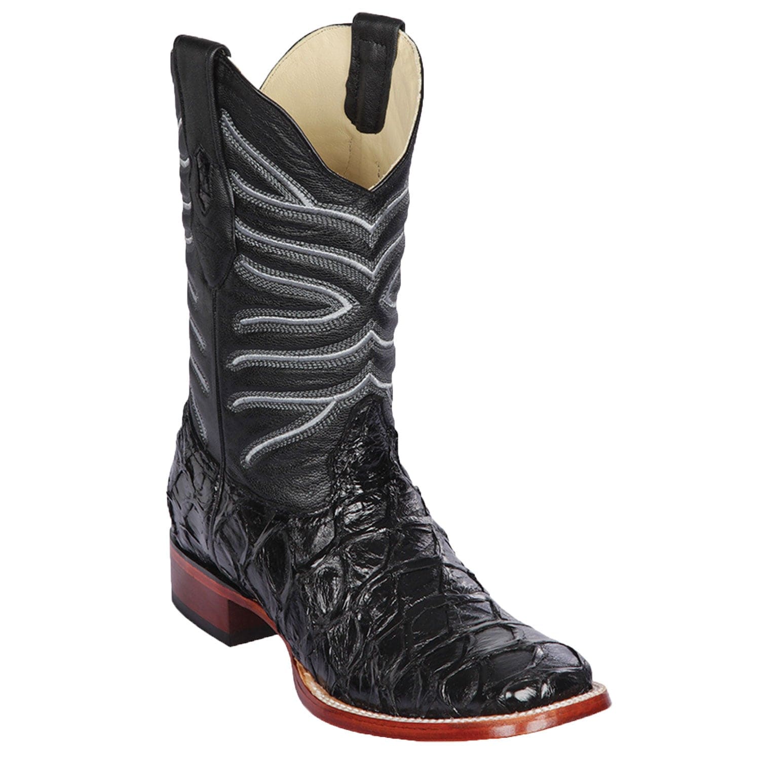 Men's Los Altos Monster Fish Skin Wide Square Toe Boots 82210-A - 6