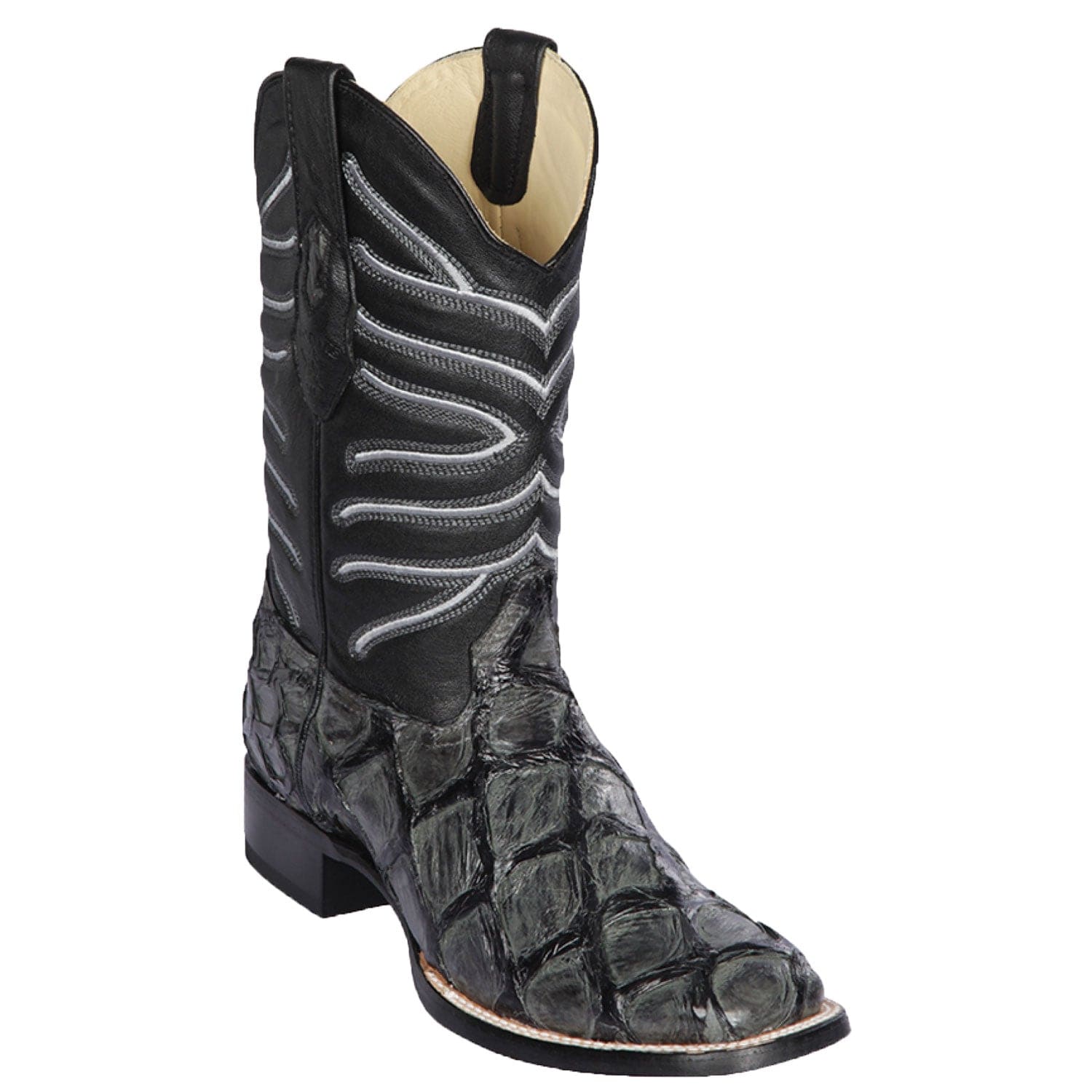 Men's Los Altos Monster Fish Skin Wide Square Toe Boots 82210-B - 6