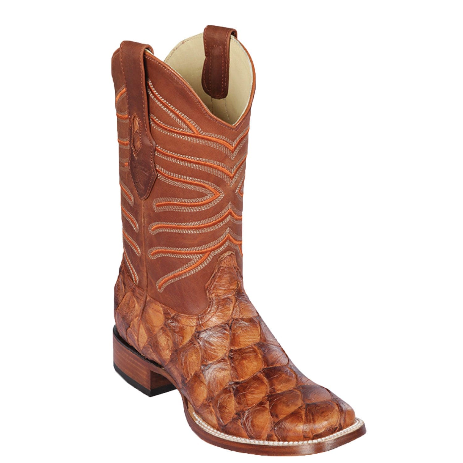 Men's Los Altos Monster Fish Skin Wide Square Toe Boots 82210-B - 6