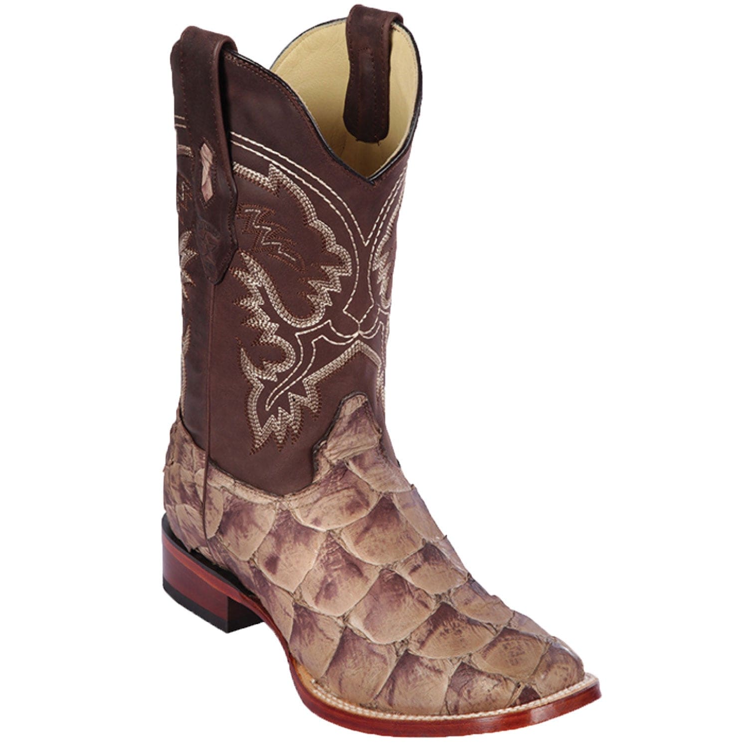 Men's Los Altos Monster Fish Skin Wide Square Toe Boots 82210-C - 6