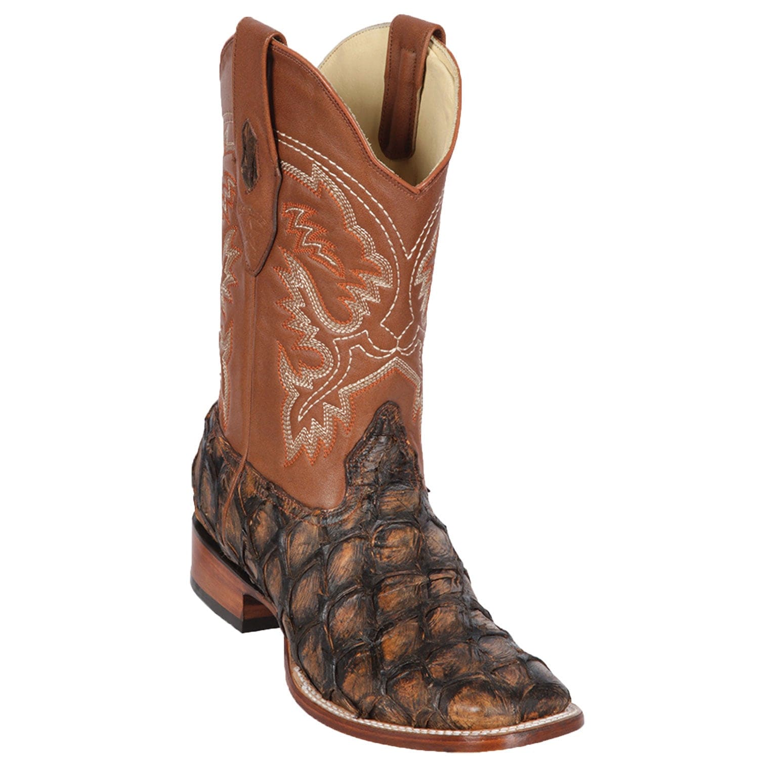 Men's Los Altos Monster Fish Skin Wide Square Toe Boots 82210-C - 6