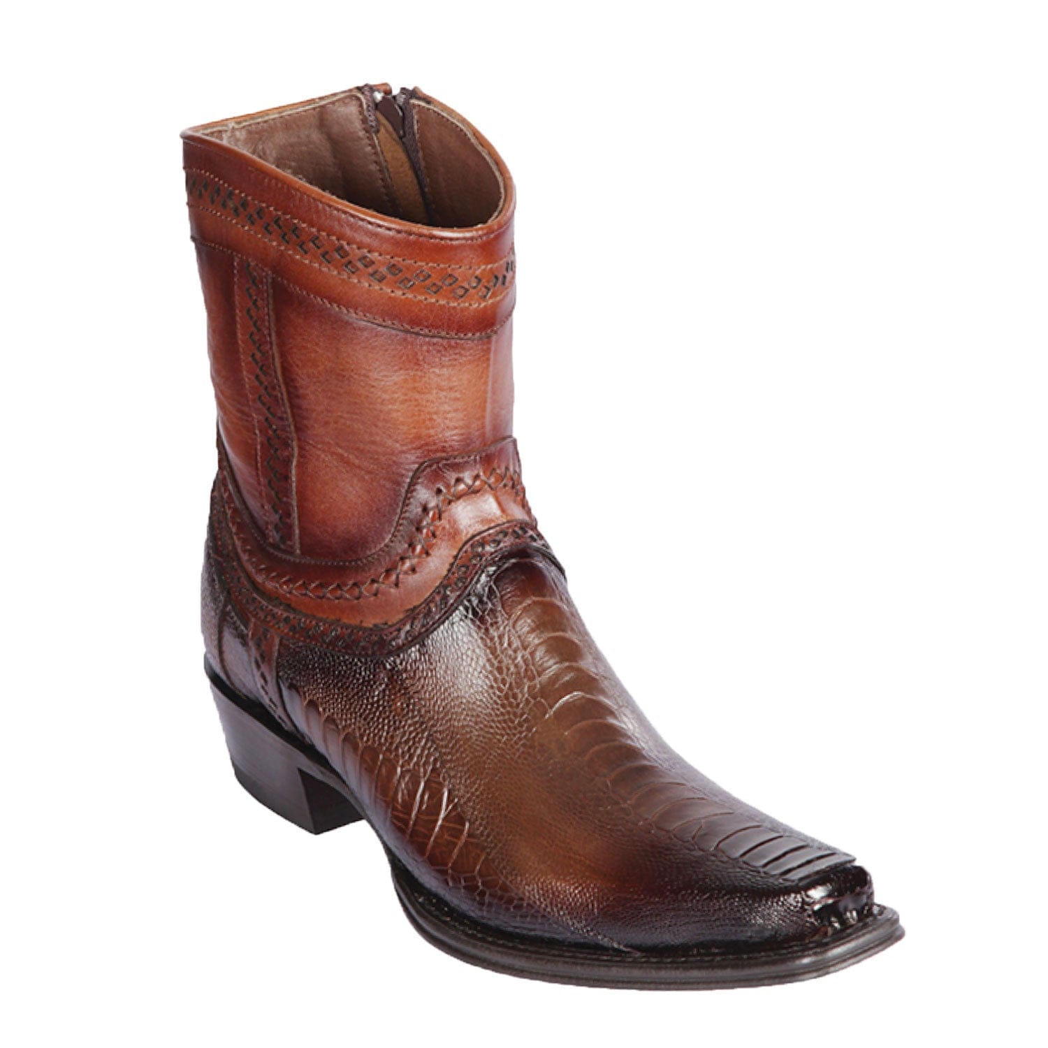 Men's Los Altos Original Ostrich Leg Skin European Toe Short BootS 76B05 - 6