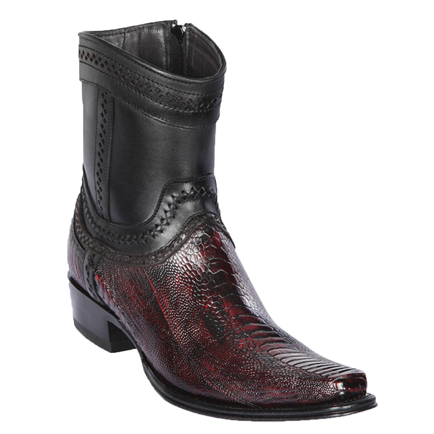 Men's Los Altos Original Ostrich Leg Skin European Toe Short BootS 76B05 - 6