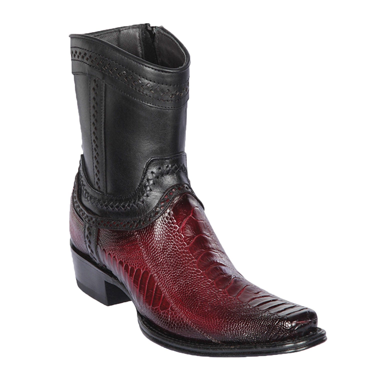 Men's Los Altos Original Ostrich Leg Skin European Toe Short BootS 76B05 - 6