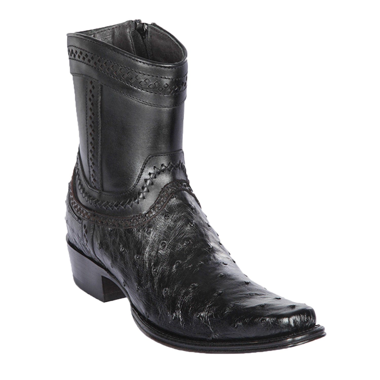 Los Altos Men's Wide Square Toe Ostrich Short Boots - Brown 82BV0359 main image 0