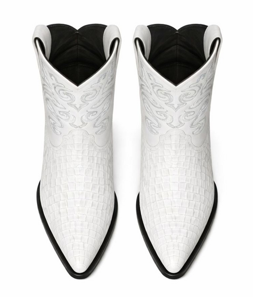 Los Altos Boots - Mens Dress Cowboy Boot - Low Priced White Crocodile Boots- in White-New Designer Collection