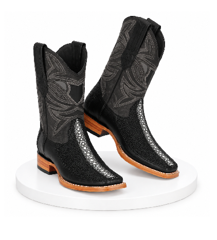 Los Altos Boots Rowstone Stingray And Deer Black