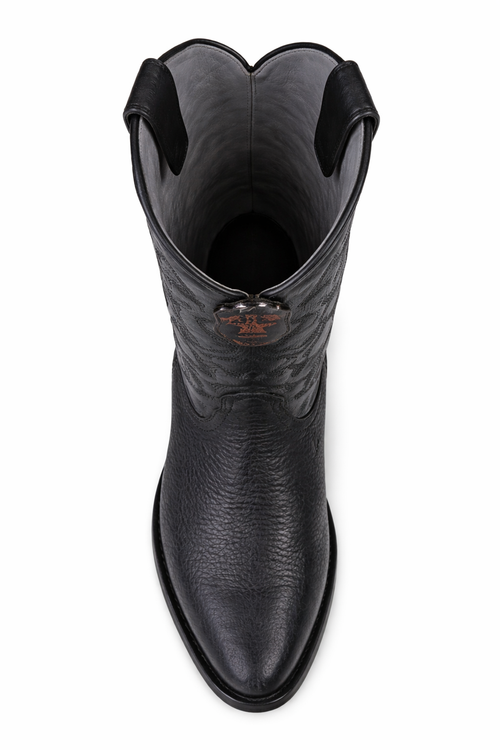 Los Altos Boots Shark R-Toe Black Cowboy Boots-New Designer Collection