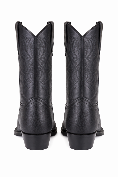 Los Altos Boots Shark R-Toe Black Cowboy Boots-New Designer Collection