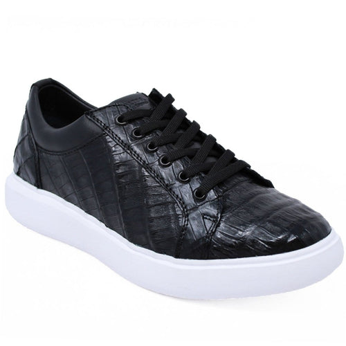 Los Altos Boots Shoes Black / 6 Men's Genuine Full Caiman Belly Skin Sneakers - Black LAB-ZSM0282