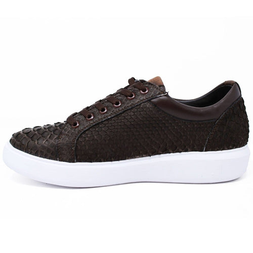 Men's Genuine Full Python Skin Sneakers - Brown LAB-ZSM025707