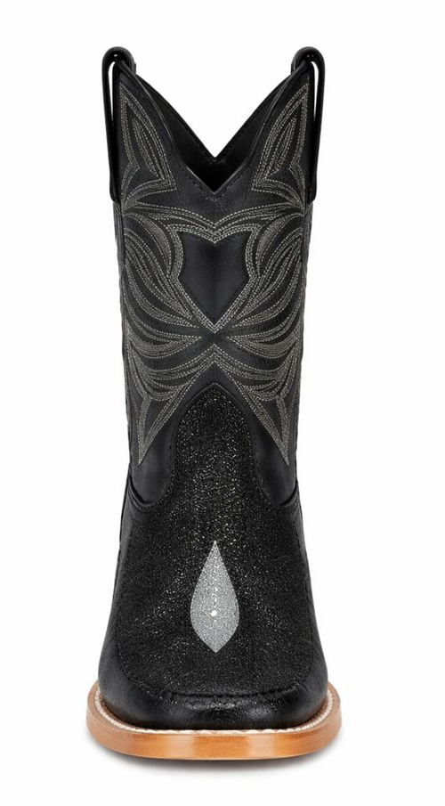 Los Altos Boots Single Stone Stingray and Deer Black-New Designer Collection