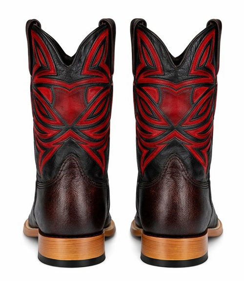 Los Altos Boots Single Stone Stingray and Deer Faded Burgundy-New Designer Collection