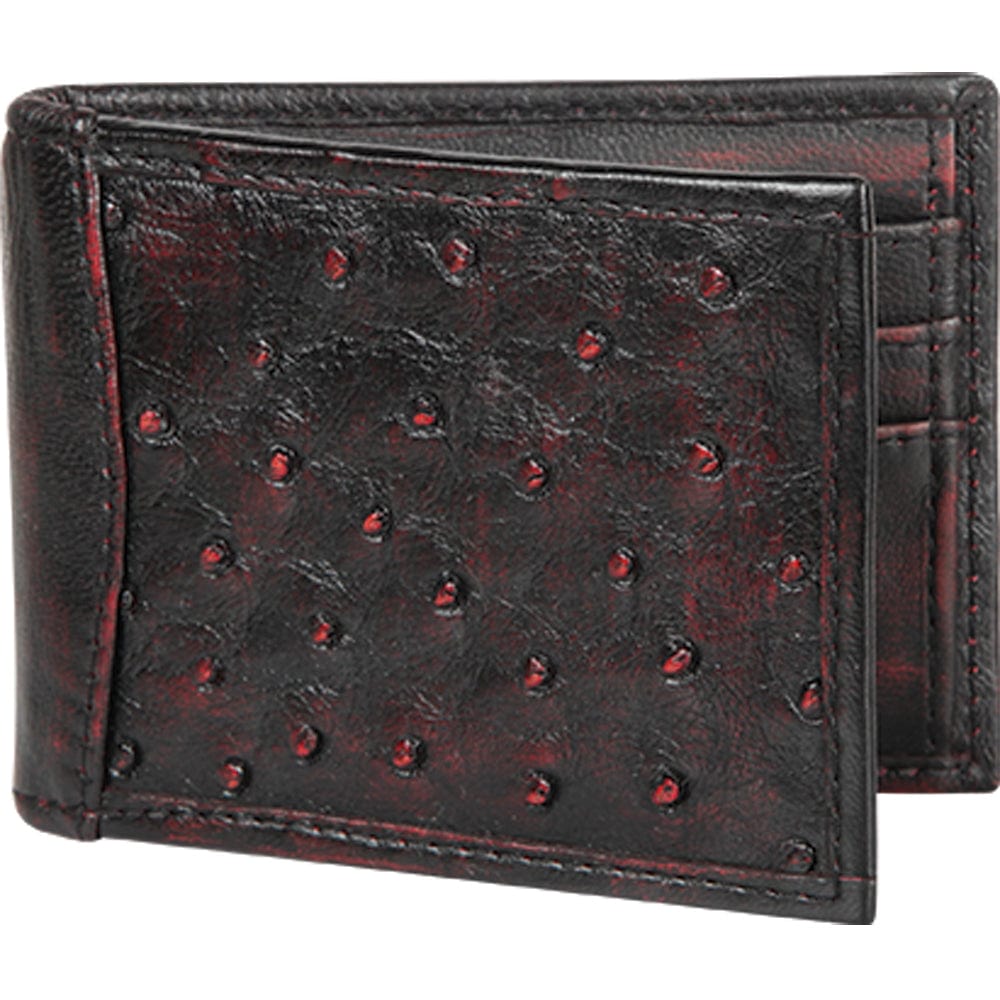 Los Altos Ostrich Skin Wallet CA40318 - Black Cherry