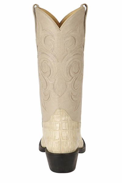 Los Altos Men White Genuine Crocodile Caiman Tail Cowboy J-Toe Boot-New Designer Collection