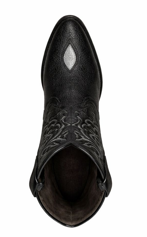 Los Altos Men's Black Exotic Stingray Round Toe Boots-New Designer Collection