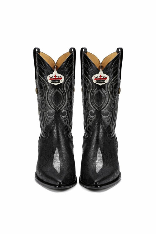 Los Altos Men's Exquisite Black Genuine Single Stone Stingray Boots-New Designer Collection
