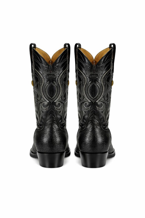 Los Altos Men's Exquisite Black Genuine Single Stone Stingray Boots-New Designer Collection