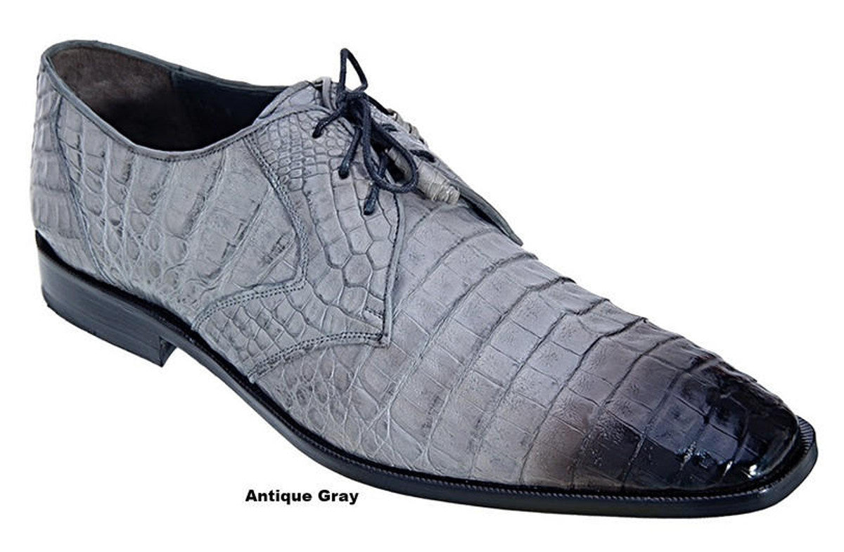 Los Altos Men's Gray Crocodile Shoes Gator Shoes