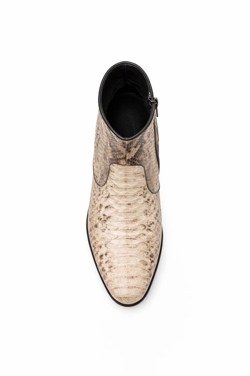 Los Altos Mens Natural Genuine Python Snakeskin Leather Ankle Boots-New Designer Collection