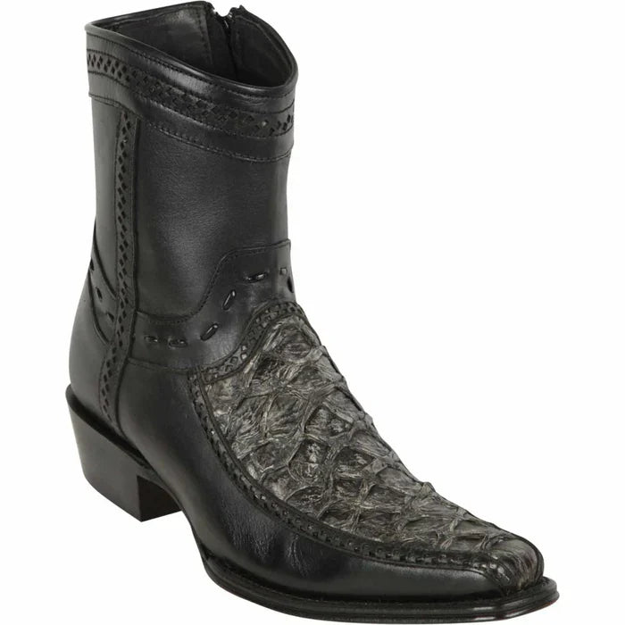 Los Altos Men's Original Monster Fish Skin European Toe Short Boots - Rustic Black - 6