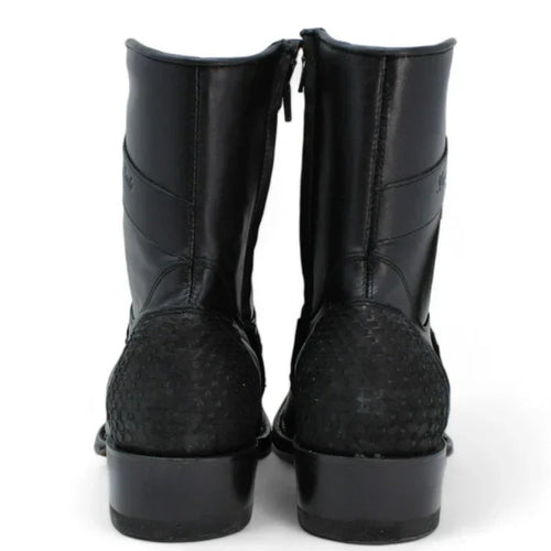 Los Altos Men's Original Python Skin European Toe Short Boots - Black