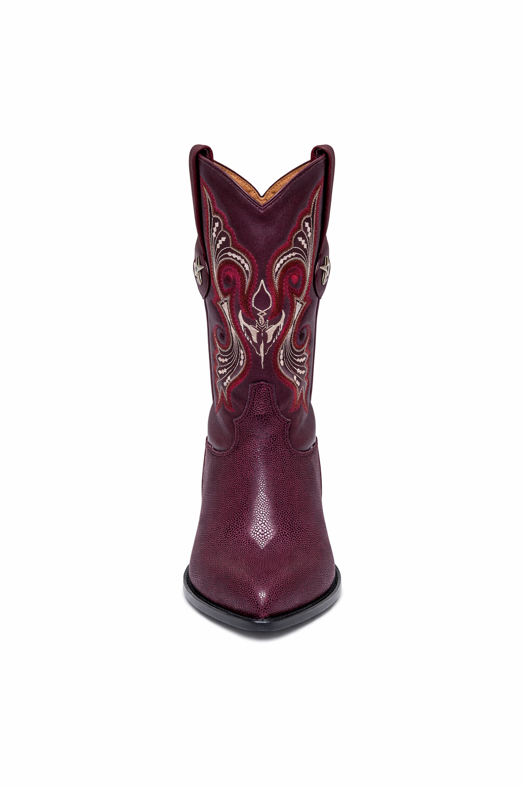 Los Altos Men's Single Stone Stingray Leather Burgundy J Toe Boots-New Designer Collection