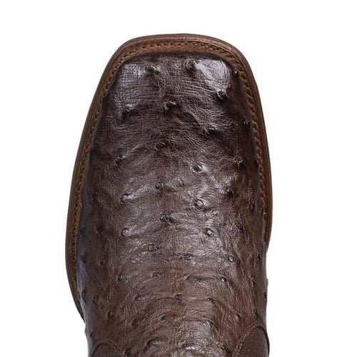 Los Altos Men's Wide Square Toe Ostrich Short Boots - Brown