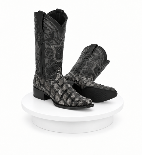 Los Altos Pirarucu Gray & Black European Square Toe Mens Boot