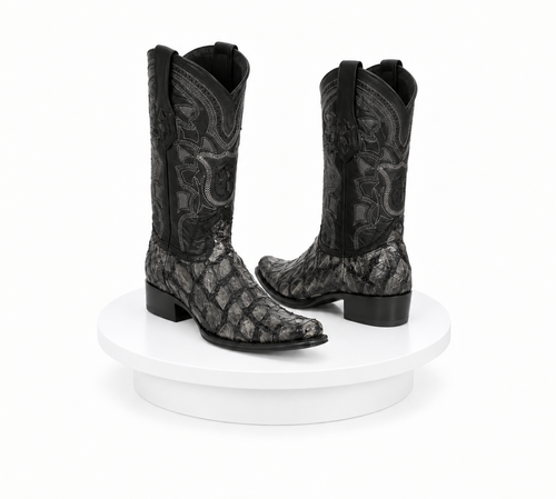 Los Altos Pirarucu Gray & Black European Square Toe Mens Boot