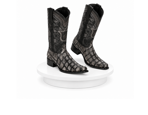 Los Altos Pirarucu Gray & Black European Square Toe Mens Boot