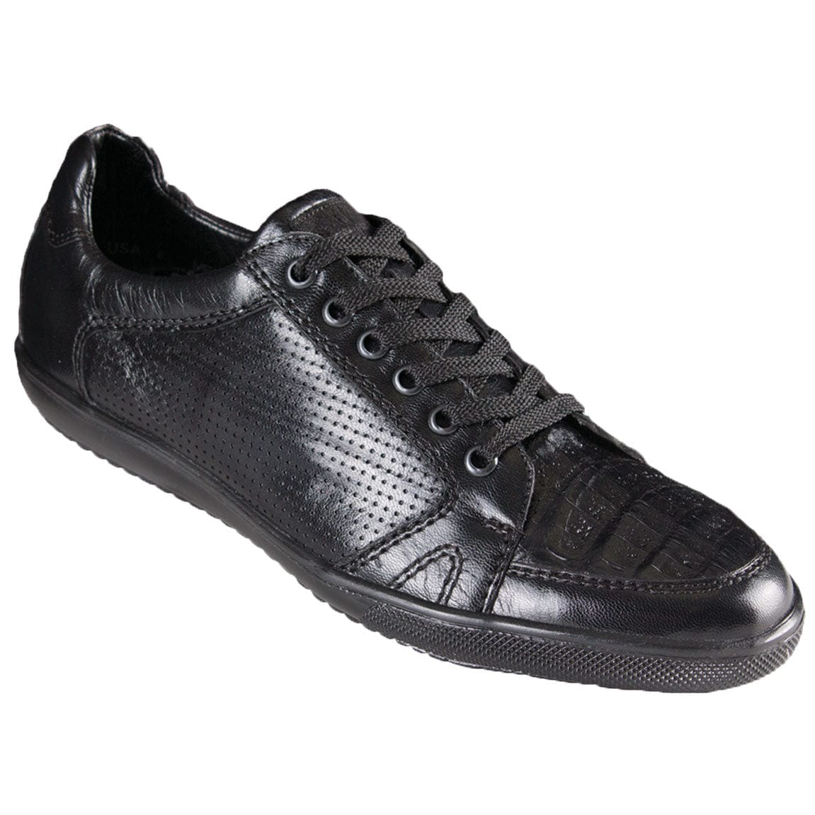 Men's Genuine Full Caiman Belly Skin Sneakers - Black