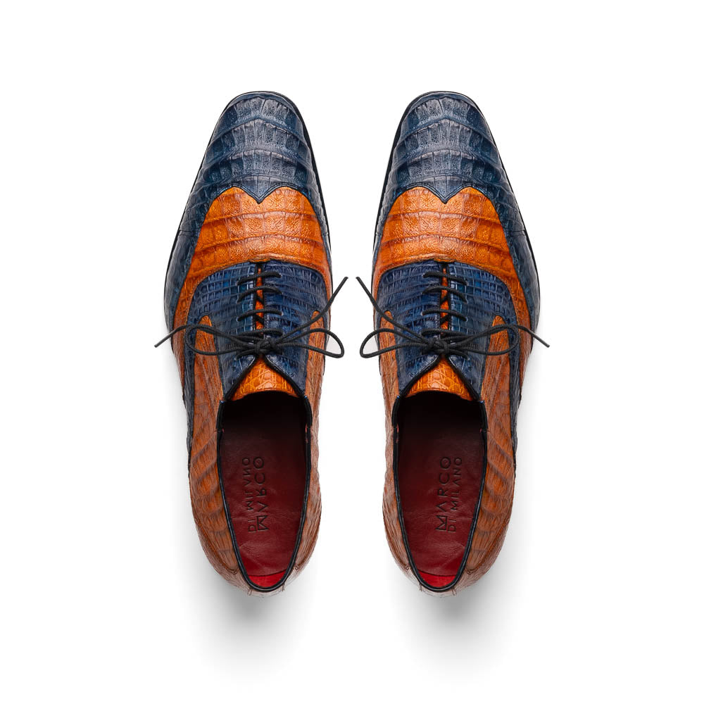 Marco Di Milano Luciano Crocodile Classic Wingtip Dress Shoes Oxfords - 8