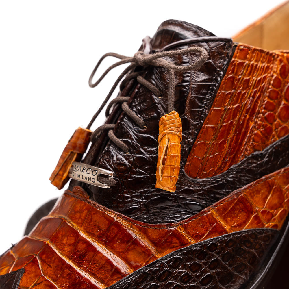 Marco Di Milano Luciano Crocodile Classic Wingtip Dress Shoes Oxfords - 8