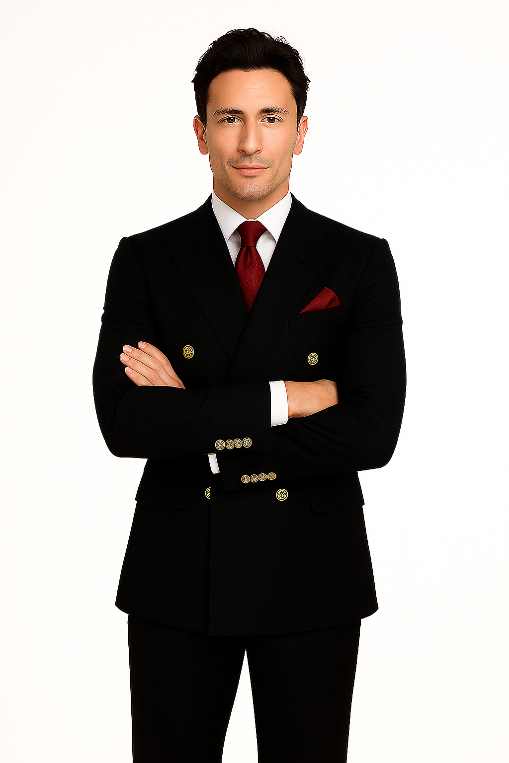 Mens Classic Wool Double Breasted Suit in Black - 38 Short Jacket+32 Waist Adjustable 28to34)(Height: 5 4 to5 7 )(Neck  15-16.5)S-M)