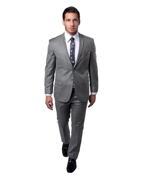 Tazio Mens 2Piece Silky Sharkskin SlimFit Suit Modern Cut blue