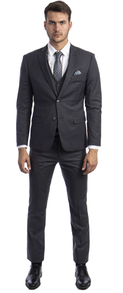 Sean Alexander Men's 3 Piece Skinny Fit Suit Notch Lapel with Tailored Fit - 38 Short Jacket+32 Waist Adjustable 28to34)(Height: 5 4 to5 7 )(Neck 15-16.5)S-M)