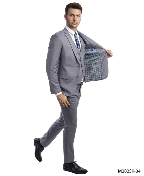 Sean Alexander Men's 3 Piece Skinny Fit Suit Notch Lapel with Tailored Fit