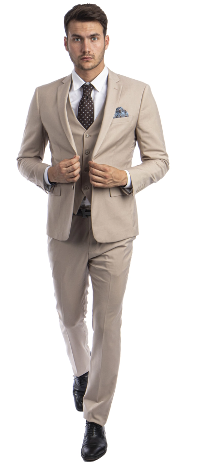 Sean Alexander Men's 3 Piece Skinny Fit Suit Notch Lapel with Tailored Fit - 38 Short Jacket+32 Waist Adjustable 28to34)(Height: 5 4 to5 7 )(Neck 15-16.5)S-M)