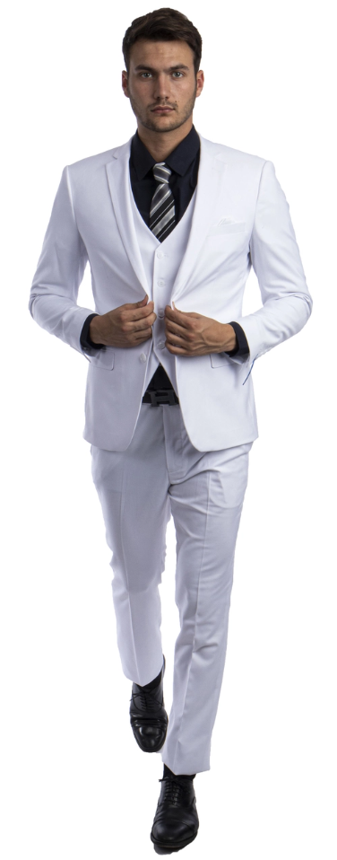 Sean Alexander Men's 3 Piece Skinny Fit Suit Notch Lapel with Tailored Fit - 38 Short Jacket+32 Waist Adjustable 28to34)(Height: 5 4 to5 7 )(Neck 15-16.5)S-M)