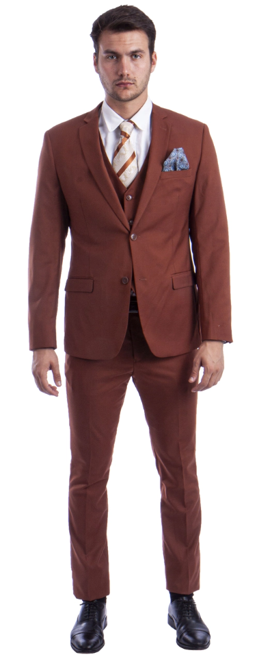 Sean Alexander Men's 3 Piece Skinny Fit Suit Notch Lapel with Tailored Fit - 38 Short Jacket+32 Waist Adjustable 28to34)(Height: 5 4 to5 7 )(Neck 15-16.5)S-M)