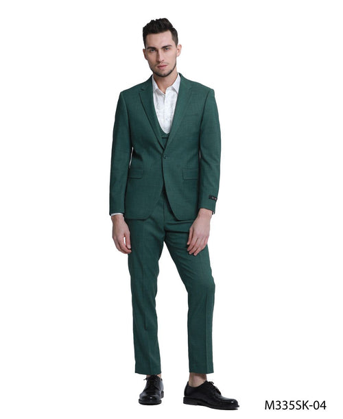 Tazio Men's 3 Piece Skinny Fit Suit Textured Solid Fabric