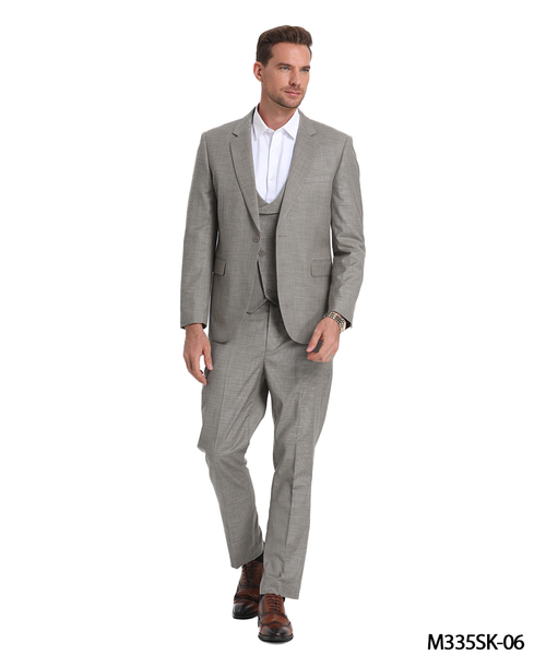 Tazio Men's 3 Piece Skinny Fit Suit Textured Solid Fabric