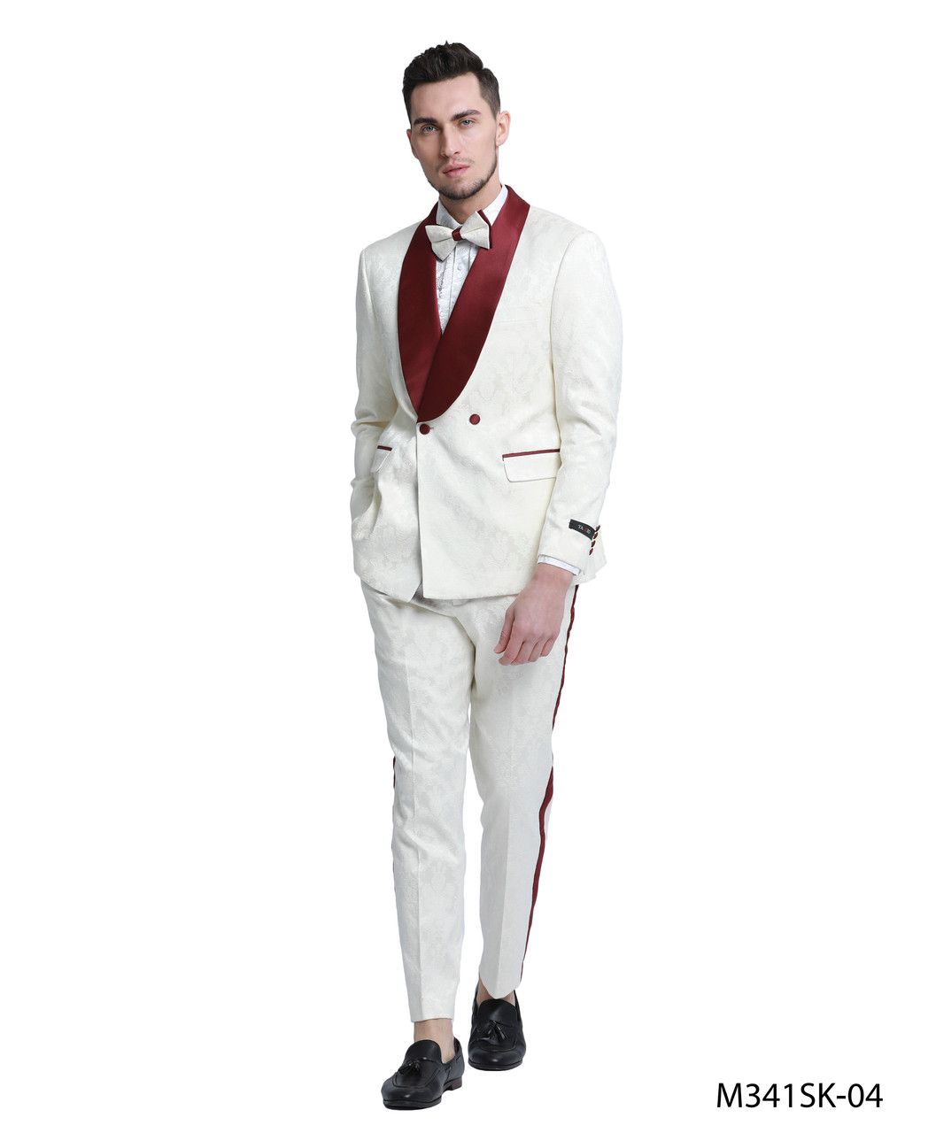 Tazio Men's Skinny Fit 2 Piece Suit Bold Color Accents - 38 Short Jacket+32 Waist Adjustable 28to34)(Height: 5 4 to5 7 )(Neck 15-16.5)S-M)