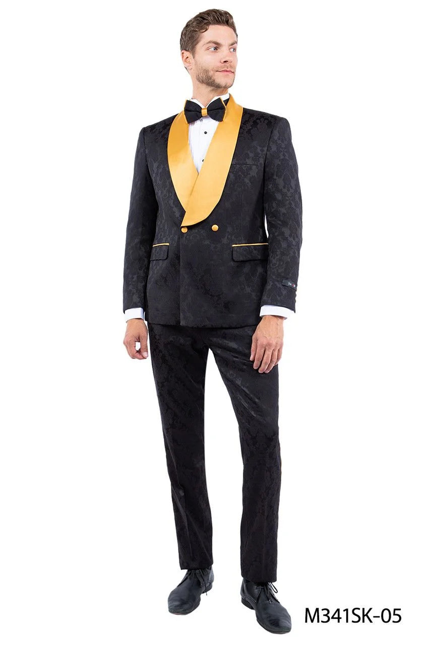 Tazio Men's Skinny Fit 2 Piece Suit Bold Color Accents - 38 Short Jacket+32 Waist Adjustable 28to34)(Height: 5 4 to5 7 )(Neck 15-16.5)S-M)