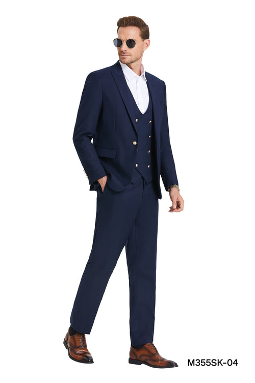 Tazio Men's Skinny Fit 3-Piece purple Suit - Bold Colors